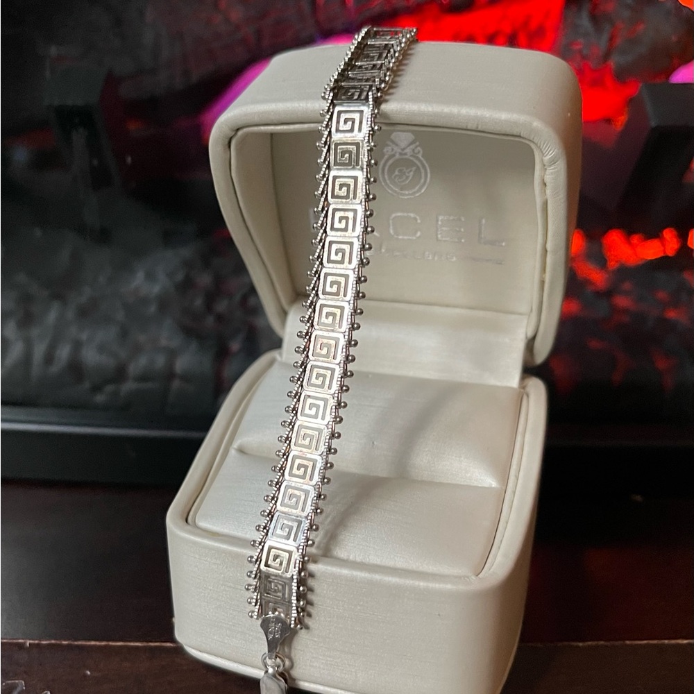 VTG 925 Mexico Silver Greek Key Bracelet - Picture 8 of 10